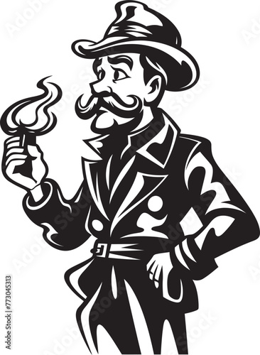 Firefighter Forge Vector Logo of a Skilled Fireman Inferno Enforcer Cartoon Fireman Symbolizing Authority Logo