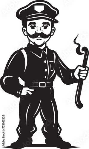 Inferno Enforcer Cartoon Fireman Symbolizing Authority Logo Ember Explorer Vector Logo Illustrating an Adventurous Firefighter