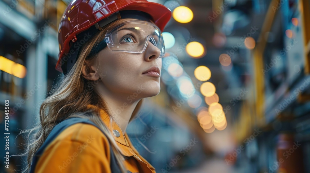 A female petroleum engineer working in a large oil production industry is inspecting an industrial pipeline in an upstream oil and gas production facility in the background. A female petroleum engineer working in a large oil production industry is inspecting an industrial pipeline in an upstream oil and gas production facility in the background.