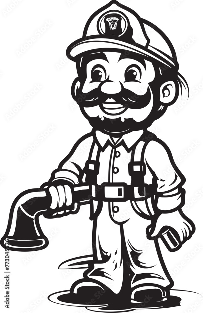 Inferno Innovator Cartoon Fireman Emblem of Progress Logo Ember Expedition Vector Logo Design of an Adventurous Firefighter Inferno Innovator Cartoon Fireman Emblem of Progress Logo Ember Expedition Vector Logo Design of an Adventurous Firefighter