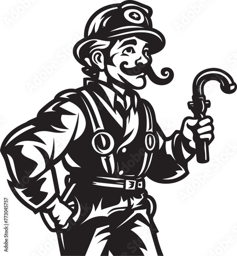 Firefighter Forge Vector Logo of a Skilled Fireman Inferno Enforcer Cartoon Fireman Symbolizing Authority Logo