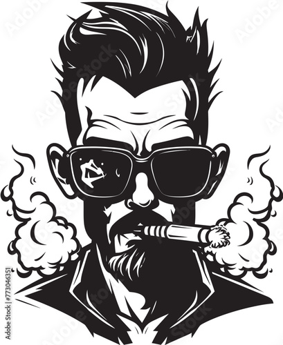 Smokin Swagger Cartoon Guy with Smoking Vector Logo Puffin Personality Vibrant Vector Logo of a Smoking Dude
