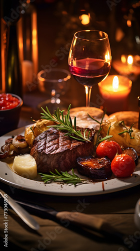 western food premium steak red wine food photography poster background