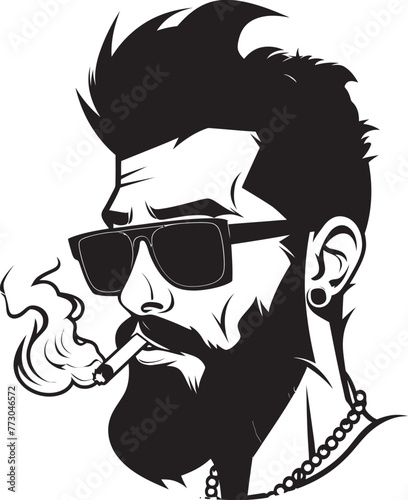 Stylish Stogie Cartoon Guy Puffing a Cigar Emblem Dapper Drew Suave Character with Smoking Vector Logo