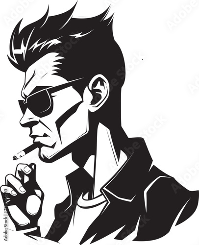 Stylish Stogie Cartoon Guy Enjoying a Cigar Icon Dapper Drew Suave Character with a Smoking Touch Vector Logo