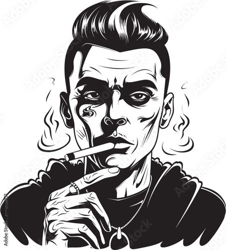 Casual Charm Vector Logo of a Relaxed Guy with a Smoke Smokin Swagger Cartoon Guy with Smoking Vector Logo