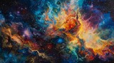 Colorful Nebulae in the Cosmos A Vibrant Painting of the Universe Generative AI
