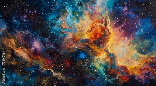 Colorful Nebulae in the Cosmos A Vibrant Painting of the Universe Generative AI © Satyam