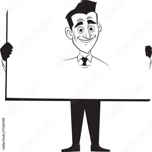 Placard Prodigy Vector Logo of a Sign Holding Expert Signage Samson Cartoon Man with Sign Graphic Design