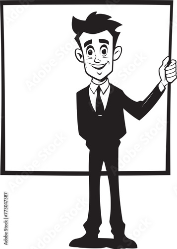 Signage Samson Cartoon Man with Sign Graphic Design Banner Buddy Vector Logo of a Friendly Guy Holding a Sign