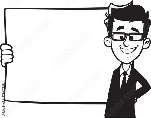 Signage Samson Cheerful Cartoon Man Holding Sign Boardbrandish Buddy Vibrant Character Displaying Sign Icon