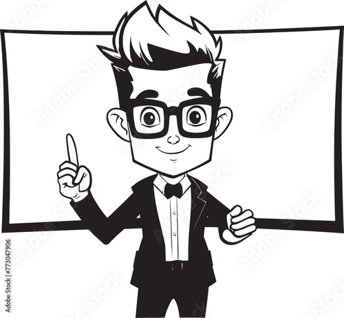 Banner Buddy Vector Logo of a Friendly Sign Holder Signage Samson Cheerful Cartoon Man Holding Sign