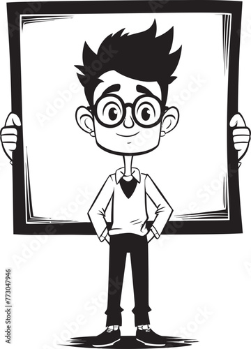 Signage Samson Cheerful Cartoon Man Holding Sign Boardbrandish Buddy Vibrant Character Displaying Sign Icon