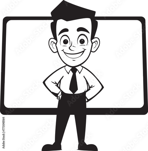 Signage Samson Cheerful Cartoon Man Holding Sign Boardbrandish Buddy Vibrant Character Displaying Sign Icon