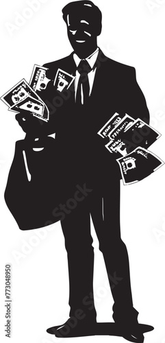 Goldmine Gary Vector Logo of a Wealthy Individual with Money Sack Prosperous Patty Cartoon Rich Person Grasping Money Bag Emblem