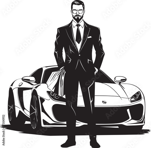 Luxury Lila Vector Logo of a Wealthy Figure with Money Bag Treasure Travis Cartoon Rich Person with Money Bag Symbol Logo