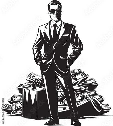Moneybags Max Cartoon Rich Person with Money Bag Vector Logo Wealthy Walter Vibrant Vector Logo of a Money Holding Character