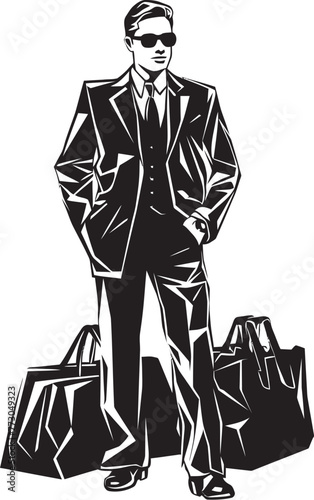Wealthy Walter Vibrant Vector Logo of a Money Holding Character Cash Captain Cartoon Rich Person Holding a Money Bag Icon
