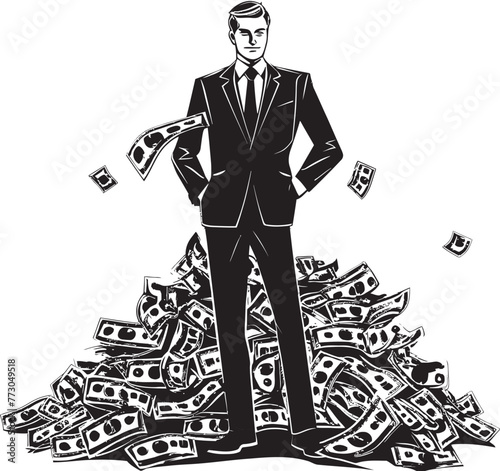 Goldmine Gloria Cartoon Rich Person with Money Bag Emblem Prosperity Percy Vector Logo of a Moneybag Toting Character