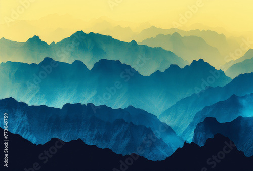 layered colors illustration mountains in the morning © tl6781