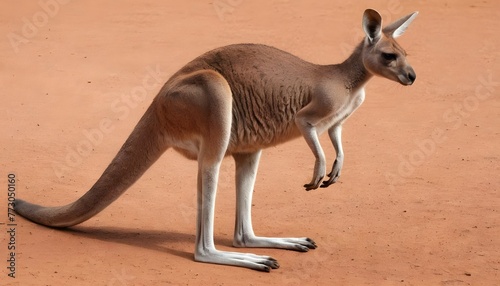 A Kangaroo With Its Tail Held Low Indicating Rela