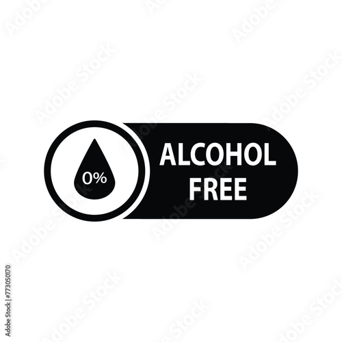 Alcohol free icon, no alcohol sign