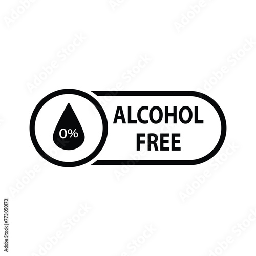 Alcohol free icon, no alcohol sign