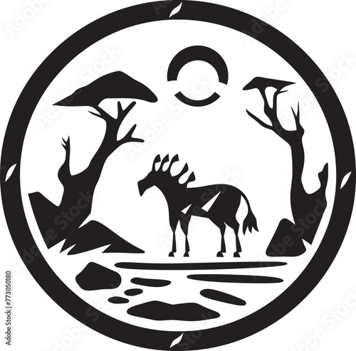 Primeval Pathways Cave Art Vector Logo Emblem Primitive Portraits Illustrative Cave Painting Icon Graphic