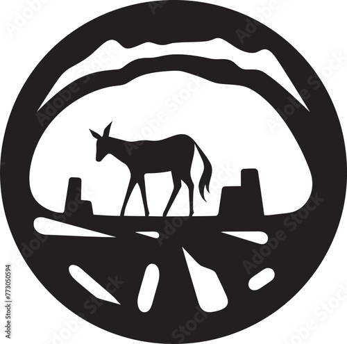 Neolithic Narratives Illustrative Cave Painting Graphic Emblem Paleolithic Perspectives Vector Logo of Prehistoric Cave Art