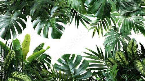 Tropical leaves arrangement. Generative AI