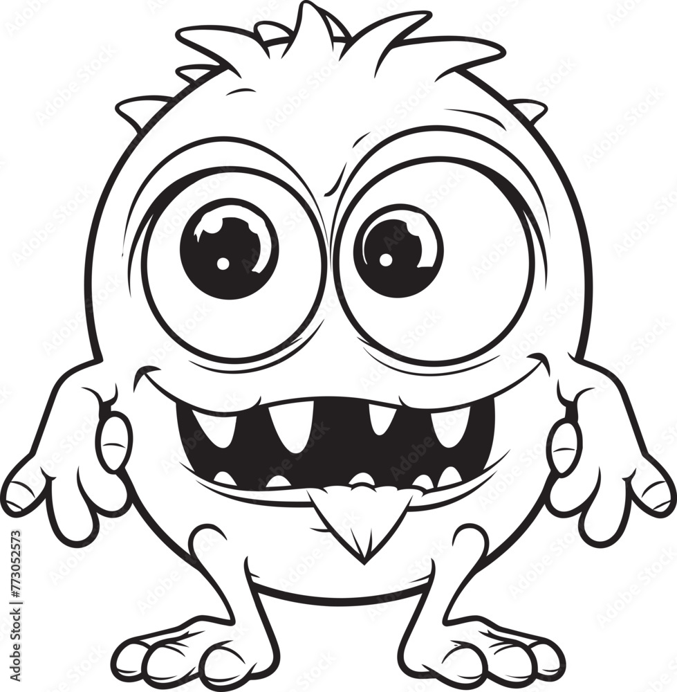 Fototapeta premium Whimsical Wonders Vector Graphics of Charming Monster Characters Monster Mash Up Coloring Pages Featuring Creepy and Cute Creatures