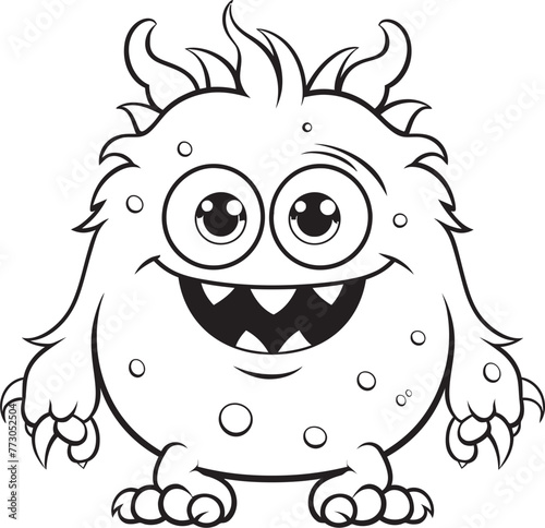 Ghastly Gathering Vector Graphics of Mischievous Monster Characters Spooky Spectacle Coloring Pages Showcasing Creepy and Cute Monsters