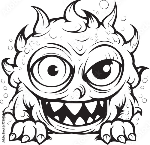Ghastly Gathering Vector Logo Design of Mischievous Monster Icons Spooky Spectacle Coloring Pages Showcasing Creepy and Cute Monsters