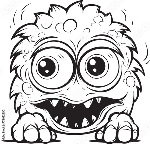 Diabolical Delight Vector Graphics of Lovable Monster Characters Haunting Harmony Coloring Pages with Creepy and Cute Monster Scenes