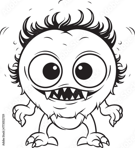 Adorable Aberration Coloring Pages Depicting Creepy and Cute Creatures Ghastly Gathering Vector Graphics of Mischievous Monster Characters