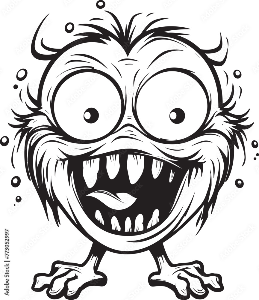 Enigmatic Entourage Coloring Pages Depicting Quirky Monster Characters Spooky Spectacle Vector Graphics of Adorable Monster Icons