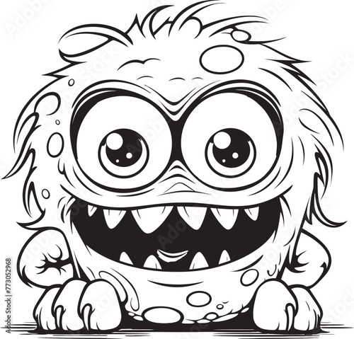 Creepy Chronicles Vector Graphics Depicting Quirky Monsters Mischievous Monsters Coloring Pages Showcasing Creepy and Cute Beasts