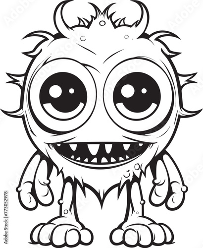Haunting Harmony Coloring Pages with Spooky and Cute Monsters Diabolical Delight Vector Graphics of Charming Monster Characters