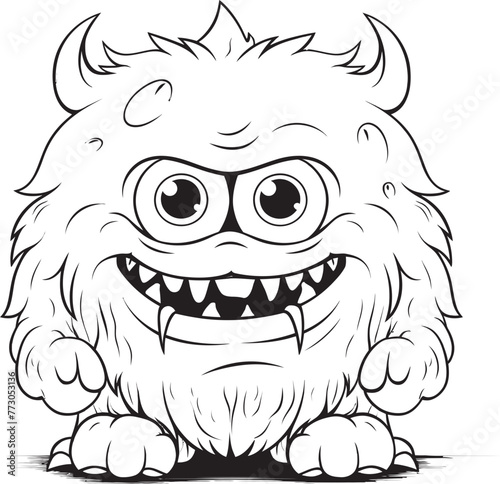 Creepy Charades Coloring Pages Featuring Playful Monster Icons Mischievous Mayhem Vector Logo Design of Lovable Monster Characters