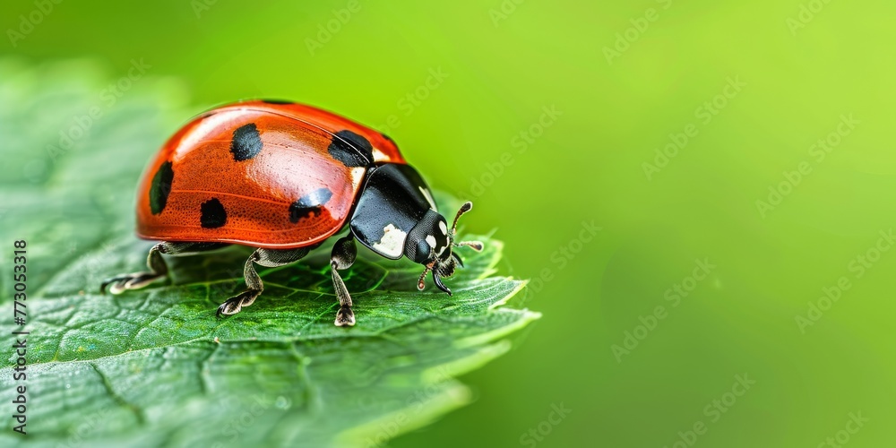 A ladybug is sitting on a leaf A ladybug is sitting on a leaf