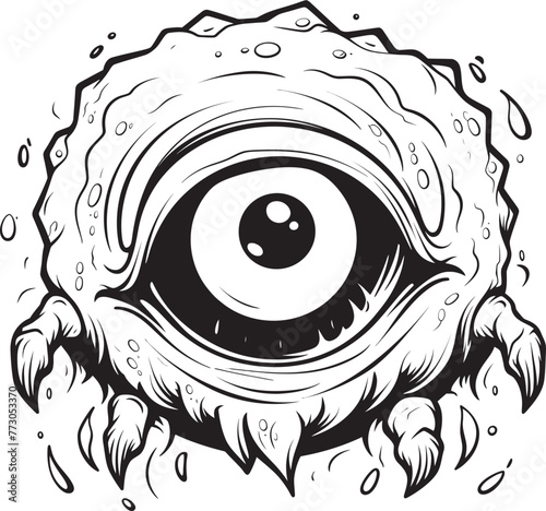 Monster Mayhem Coloring Pages Featuring Creepy and Cute Monster Scenes Playful Perils Vector Logo Design of Endearing Monster Icons