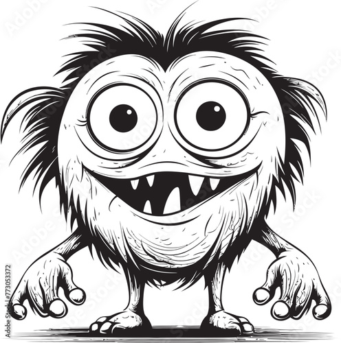 Creepy Companions Coloring Pages Showcasing Creepy and Cute Monsters Freaky Friends Vector Icon Graphics of Quirky Monster Characters