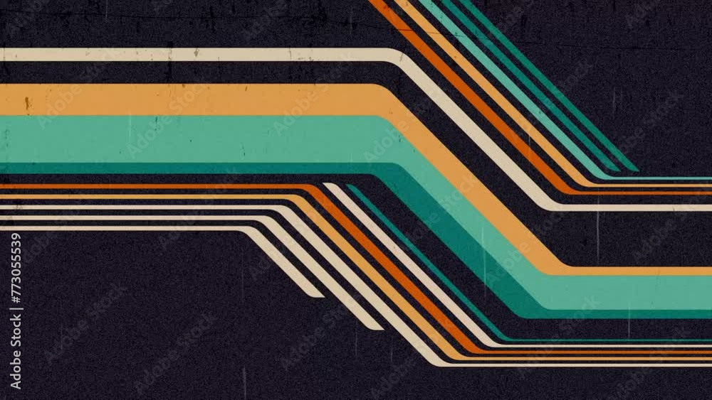 Animated 80's background design in futuristic retro style with colorful lines. Abstract motion graphic.