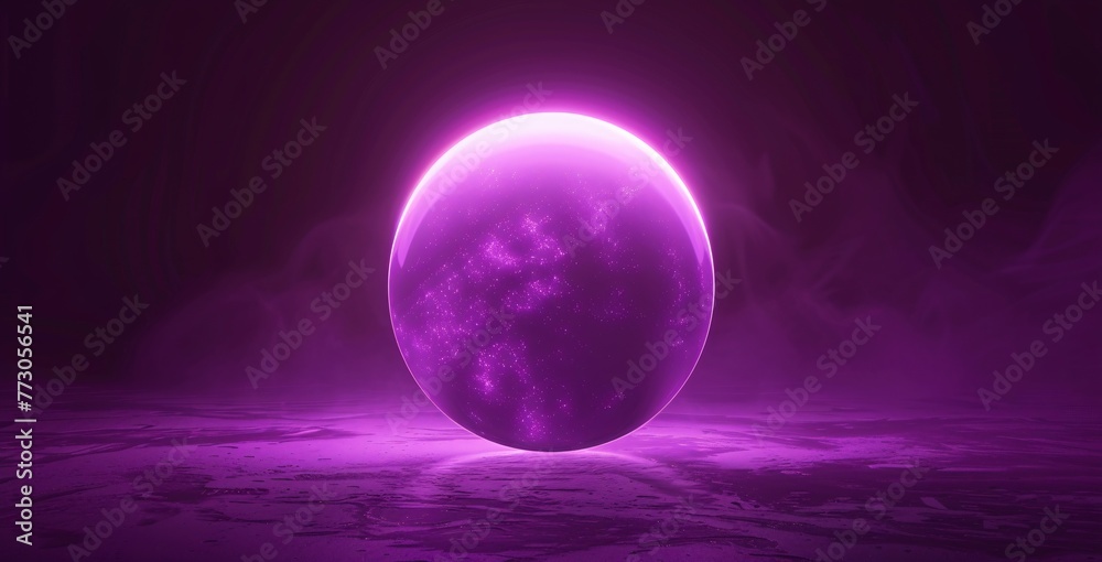 Purple Planetary Pulsation A Glowing Globe in a Purple Haze Generative AI