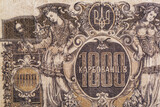 Vintage elements of old paper banknotes.Bonistics.Ukraine 1000 hryvnia 1918.Fragment  banknote for design purpose.