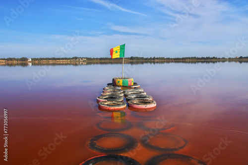 Art on Lake Retba, Lac rose close Dakar, Senegal, West Africa photo