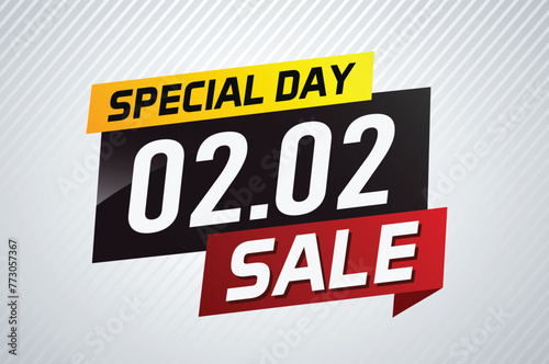 2.2 Special day sale word concept vector illustration with ribbon and 3d style for use landing page, template, ui, web, mobile app, poster, banner, flyer, background, gift card, coupon

