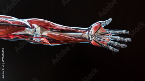 Human muscles anatomy isolated on black background