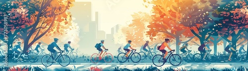 illustration of cyclists and joggers taking advantage of the cooler morning hours