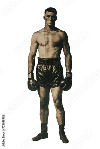 Old style photo of a man boxer isolated image